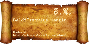Balázsovits Martin névjegykártya
